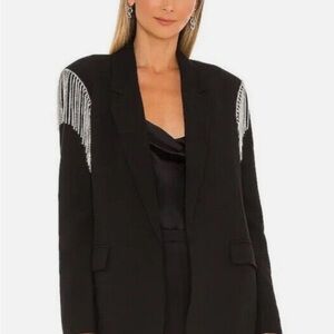 BB Dakota by Steve Madden Black and Silver Blazer with Chain Embellishments